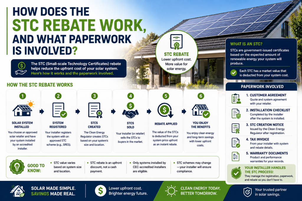 How does the STC rebate work, and what paperwork is involved